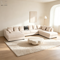 Ensemble de canapés sectionnels en forme de U de luxe moderne, style nordique minimaliste, en tissu, pour salon, canapé modulaire double chaise longue pour grand espace