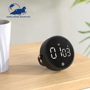 Simple Style Round Rotary Adjustable Digital Kitchen Timer Magnetic Mute LED Display Kitchen Timer For Cooking