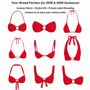 Fabricante OEM de Conjuntos de Bikini Personalizados, Brillante, Metálico, Reciclado, Copa Triangular, Adorno Metálico de Palmera, Tanga con Lazos en la Espalda, Traje de Baño para Mujer - Product Image 6