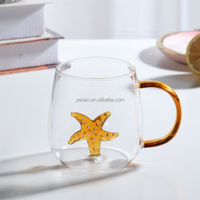 Taza de Agua de Vidrio de Borosilicato Transparente Resistente al Calor con Asa de Animal de Dibujos Animados en 3D, Varios Estilos, Regalo Promocional, Venta al por Mayor