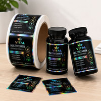 Étiquette autocollante personnalisée pour flacon de médicament ou de vitamine, laminée holographique, imperméable, adhésive, imprimée, pour compléments alimentaires