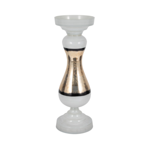 Porte-bougie pilier Hourglass en verre moderne, décoration d'intérieur, accent contemporain, paire - Product Image 1