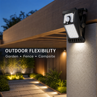 Lampe murale LED solaire USB à double charge avec détecteur de mouvement, changement de couleur RGB, télécommande, pour extérieur, camping, patio, clôture