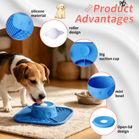 Multifunktionale Silikon-Schleckmatte mit Rollwasserschale und starkem Saugnapf-Design für langsames Fressen und Fütterungstraining von Hunden