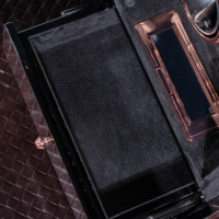 Boîte rotative automatique pour 12 montres, finition bois craquelé noir, intérieur en velours noir brillant