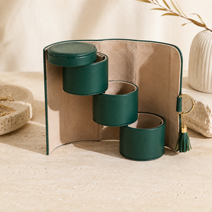 Boîte de rangement à bijoux cylindrique multi-couches en cuir PU personnalisé, étui de voyage portable pour organiser les bijoux, emballage cadeau pour bijoux - Product Image 2