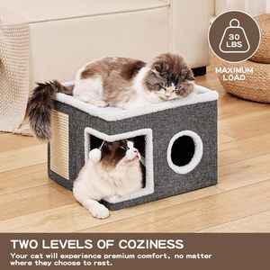 <strong>Cat</strong> House For Indoor <strong>Cats</strong> Large <strong>Cat</strong> Bed <strong>Cave</strong> With Fluffy Ball And Scratch Pad, Foldable <strong>Cats</strong> Houses , <strong>Cat</strong> Hideaway - Product Image 3