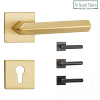 Serrure de porte magnétique silencieuse élégante dorée à levier en acier inoxydable pour portes en bois de chambre et de salle de bain