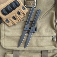 Couteau pliant OEM personnalisable en acier D2, lame de 8,5 cm, manche en acier inoxydable, pour activités de plein air, randonnée, camping, pêche
