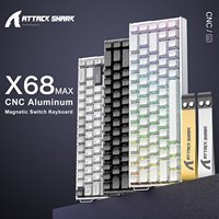 Clavier mécanique filaire Attack Shark X68MAX CNC, interrupteur magnétique de jeu, RT 0,005 mm, taux de sondage 8K, clavier RVB