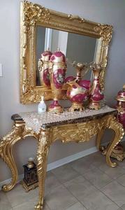 Mesa de consola de entrada de madera de diseño victoriano clásico de alta calidad al por mayor, salas de apartamentos talladas de lujo con lámina de oro de 24 quilates - Product Image 4