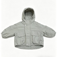 Veste Safari à Capuche pour Enfants Garçons Filles, Parka Coupe-Vent en Jean avec Poches Cargo et Fermeture Éclair, Vêtements d'Extérieur Automne Hiver, Vente en Gros