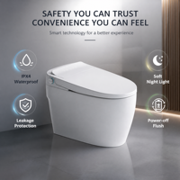 WC intelligent en céramique blanc, à poser au sol, à double chasse, allongé, automatique, avec télécommande, séchage à air chaud, siphon en P/S