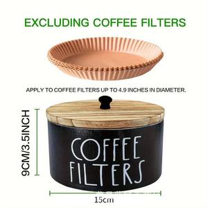 กล่องเก็บตัวกรองกาแฟ ฝาไม้ทรงกลม มีช่องสำหรับทำกาแฟ - Product Image 3