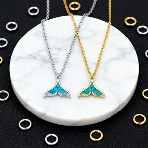 व्हेलफेल कॉव ट्रेंडी गोल्ड प्लेटेड ब्लू ओपल मर्मेड टेल लिंक चेन महिलाओं के लिए आकर्षक गहने हार - Product Image 3