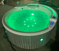 Outdoor-Whirlpool für 4 Personen, großer runder Pool, Acryl-Spa-Wanne mit Smart-Panel, konstanter Temperaturheizung und Sprudelmassage
