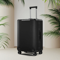 Valise PC légère à ouverture frontale, durable, avec cadre en aluminium, design moderne, roues pivotantes, serrure à combinaison, roulement fluide et souplesse.