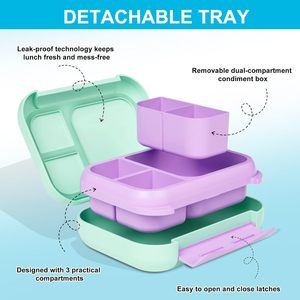 Boîte à lunch isotherme mignonne et étanche avec compartiments, deux bouteilles d'eau, couvercle en plastique, compatible lave-vaisselle et micro-ondes, pour collations et sandwichs – Offre Spéciale - Product Image 2