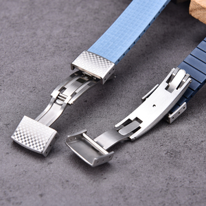 Fermoir de montre JAETIUM en acier inoxydable à déployement papillon 16mm 18mm avec motif à carreaux - Product Image 3