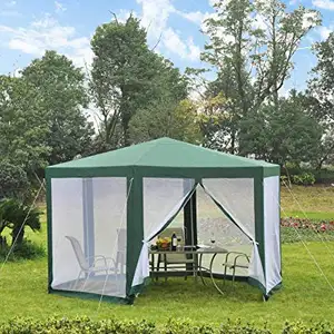 Gazebo hexagonal para exteriores, 2x2x2m, resistente al agua, con mosquitera de malla