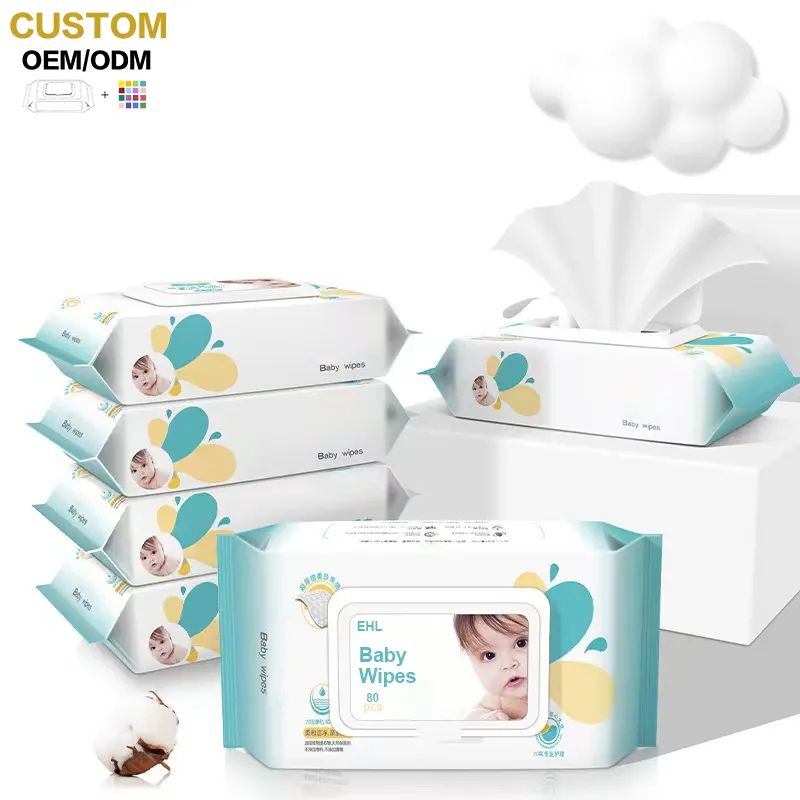 Custom Sensitive Water Based Babyr Wipes Unscented Baby's Wet Wipes For Children Soft Biodegradable Material Baby Wipes