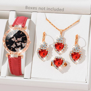 <span class=keywords><strong>Set</strong></span> di 5 pezzi di orologi da donna collane anelli orecchini con diamanti regali per feste di nozze <span class=keywords><strong>Set</strong></span> orologi da donna - Product Image 5