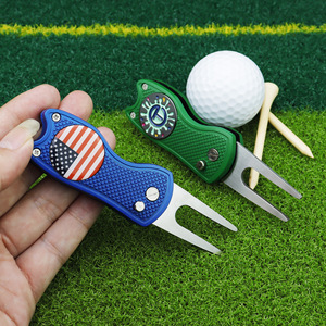 Tất Cả Các Kim Loại Có Thể Gập Lại Switchblade Golf Divot Công Cụ Sửa Chữa Golf Dforks Golf Divot Công Cụ - Product Image 5