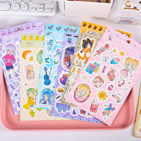 Feuille d'autocollants A5 personnalisés imprimés pour baiser, feuille d'autocollants en vinyle transparent imperméable à l'eau avec logo de dessin animé mignon pour les enfants