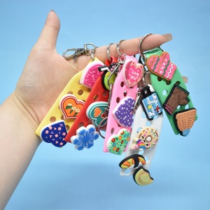 Wholesale PVC Rubber Colorful Custom Shoe Charms Holder <b>Key</b> Chains <b>Rings</b> Decoration Organizer Keychain with Hole Holder - Product Image 2