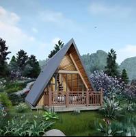 Maison en bois modulaire préfabriquée à double étage en forme de A, sur mesure, fabriquée en usine