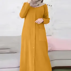 2023 नए आगमन: इस्लेमिक कपड़ों के कोलाज कार्दिगन की लंबी आस्तीन वाले चालक दल की गर्दन ढीली मुस्लिम महिला अबाया दुबाई रोबे