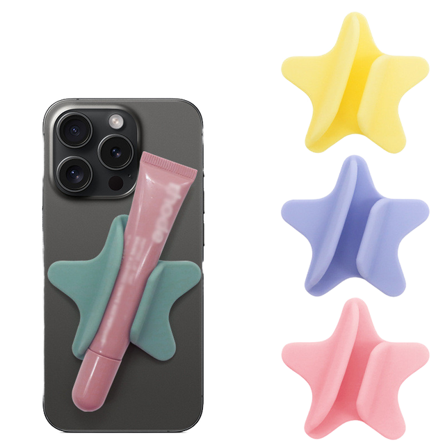 Silicone Phone Holder Lipstick Holder Adhesive Phone Back Grip Stand for Lip Balm Lipstick Pen