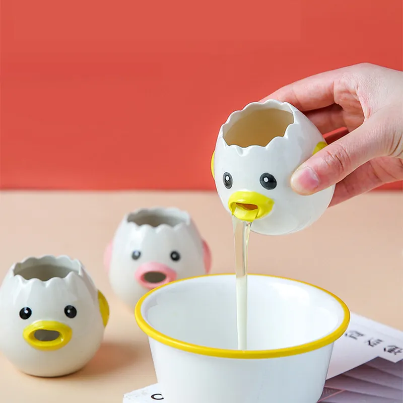 new design creative cartoon ceramic egg yolk small cute egg white separator egg opeaner Simple and Practical Kitchen Tools