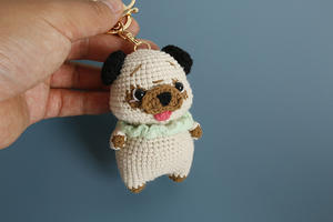 Porte-clés en crochet doux fait à la main, chien corgi, pékinois, poupée animale, forme 3D, porte-clés de dessin animé, charme amusant, chiot - Product Image 5