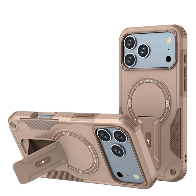 Hybrid TPU PC Magnetic Charged Armor Mobile Phone Case with 360 Built-In Kickstand Couqe for iPhone 17 Air Pro Max Back Cover