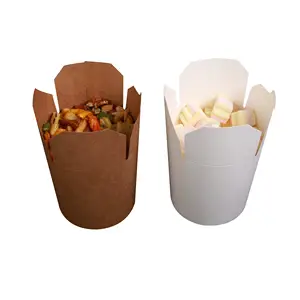 SenAng05 Ciotola per Pasta in Carta Kraft Ecologica Personalizzabile Best Seller Stile Cartella Goffrata Capacità 24 Once per Sushi e Riso - Product Image 1