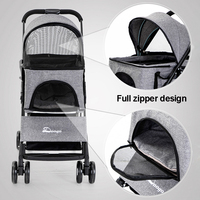 Lzmaker-poussette pliable 2 en 1, à quatre roues séparée et chariot pour animaux de compagnie, accessoire de transport pliable avec une main