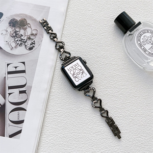 Bracelet à strass en forme de chaleur, breloques Design <span class=keywords><strong>d</strong></span>'<span class=keywords><strong>amour</strong></span> pour femmes, diamant métal acier inoxydable, Bracelet de montre intelligente pour Apple, nouvelle collection - Product Image 3