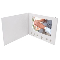 Carte de vœux vidéo interactive de 7 pouces, mémoire 2G, téléchargez votre propre vidéo, 2-3 heures de lecture, batterie rechargeable - Blanc