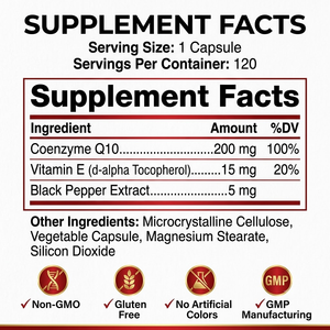 Complément Alimentaire Coenzyme Q10 200 mg 120 Capsules Soutien Cardiaque Marque Privée OEM - Product Image 3