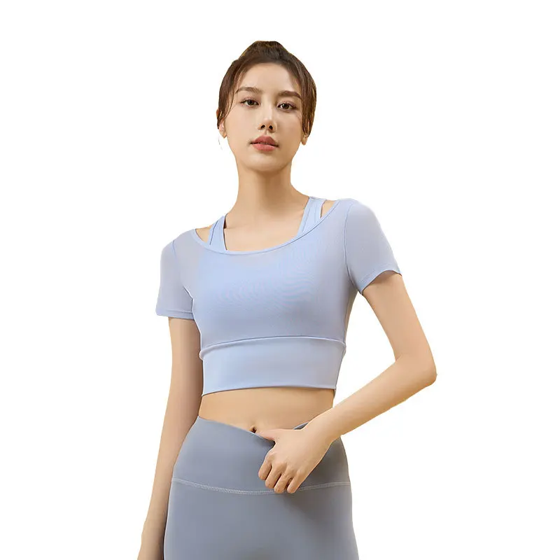 Mesh Sports Short Sleeve Bare High Elastic Running Yoga Short Sleeve