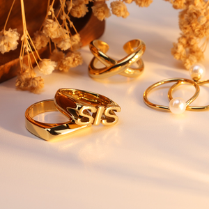 <strong>Chris</strong> April 316L Stainless Steel PVD Gold Plated <strong>SIS</strong> MOM DAD Initial Number Hip Hop Signet Rings Letter - Product Image 1