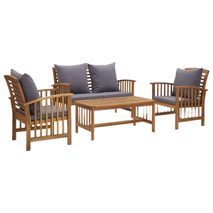 Juego de Muebles de Patio de Madera Maciza de 4 Piezas con Cojines, Venta al Por Mayor |   Conjunto de Sofás Modernos para Jardín, Proveedor Indio - Product Image 1