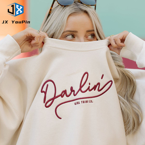 <span class=keywords><strong>Sweat</strong></span>-shirts à col rond personnalisés OEM pour femmes/unisexe, avec logo brodé, impression en relief, technique délavée, sweats à capuche unisexes vierges - Product Image 1