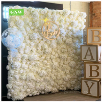Mur de fleurs artificielles en soie GNW, rose blanche, pour mariage, toile de fond et chemin de table, taille personnalisable, durable