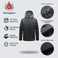 Veste de ski imperméable pour homme avec logo personnalisé OEM, 10 000 mm, combinaison de ski, snowboard, isolée, thermique, coque rigide, hiver, extérieur
