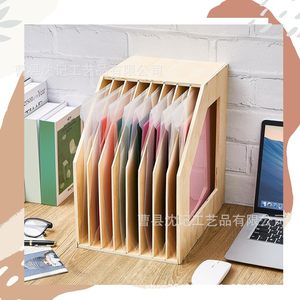 Wooden <b>File</b> <b>Organizer</b> With Multi Compartment Folders For Office Desktop Document Storage - Product Image 2
