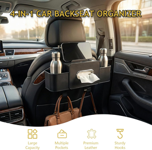 Organizador Multifuncional 4 en 1 para Asiento Trasero <span class=keywords><strong>de</strong></span> Coche con Dispensador <span class=keywords><strong>de</strong></span> Pañuelos, 2 Portavasos, Soporte para Teléfono y Ganchos - Product Image 3
