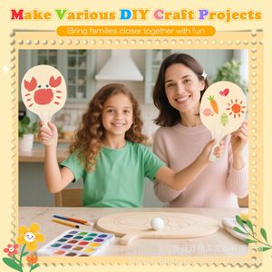 ไม้ปิงปองไม่เคลือบสีสำหรับเด็ก งานฝีมือ DIY ของขวัญ ของที่ระลึก สีธรรมชาติ รับทำตามสั่ง สำหรับโปรโมชั่น - Product Image 4