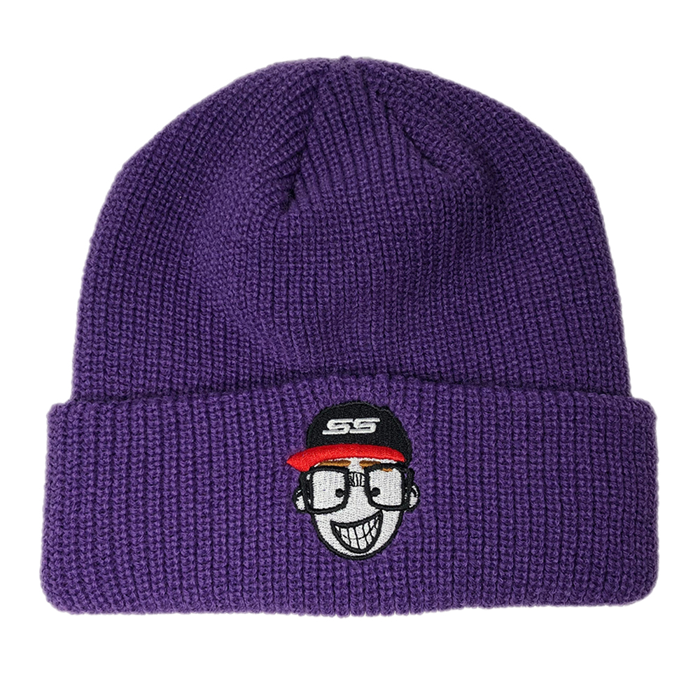 Purple Geometric Slouchy Beanie - Unisex Skull Cap For Chemo, Jogging, Cycling, One Size